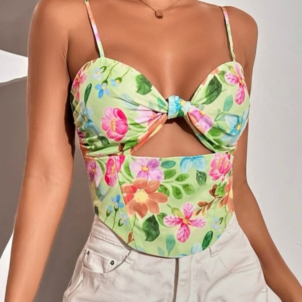 Floral cut out top